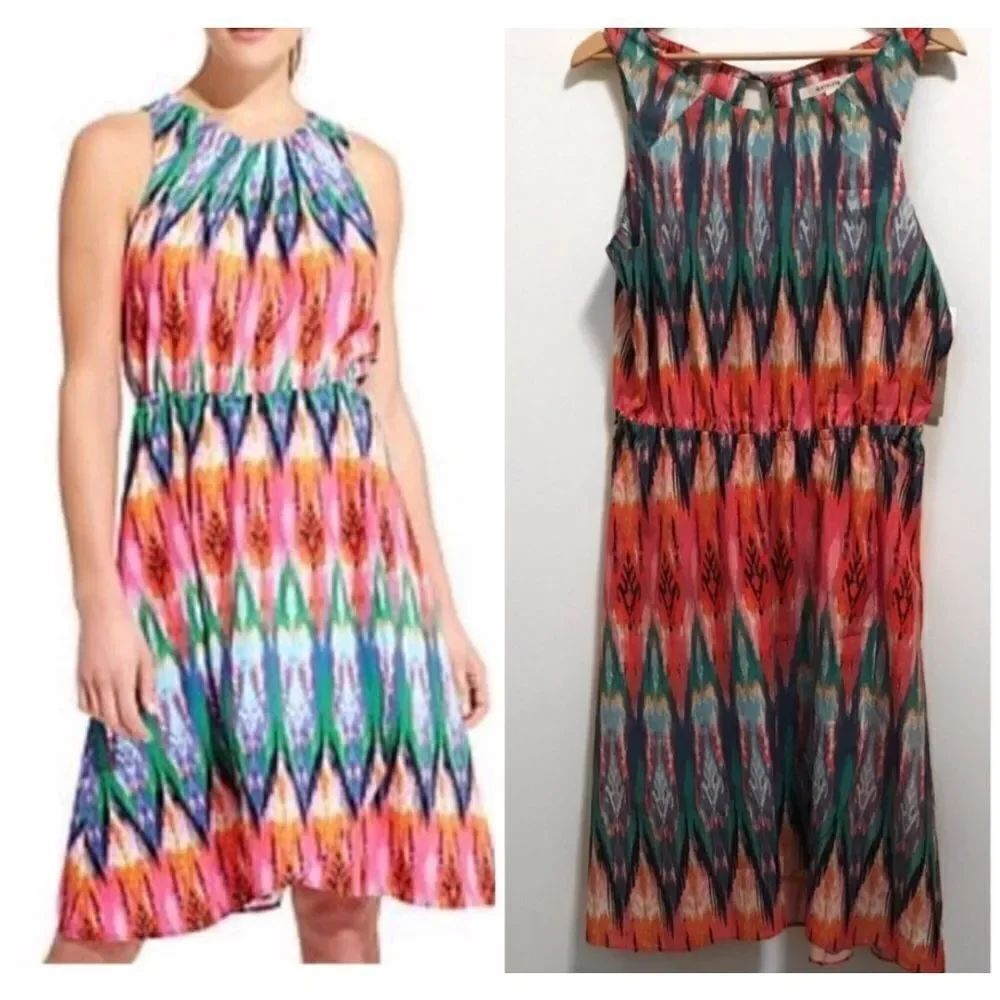Athleta Ikat Martinique  multi color Dress sz XS
